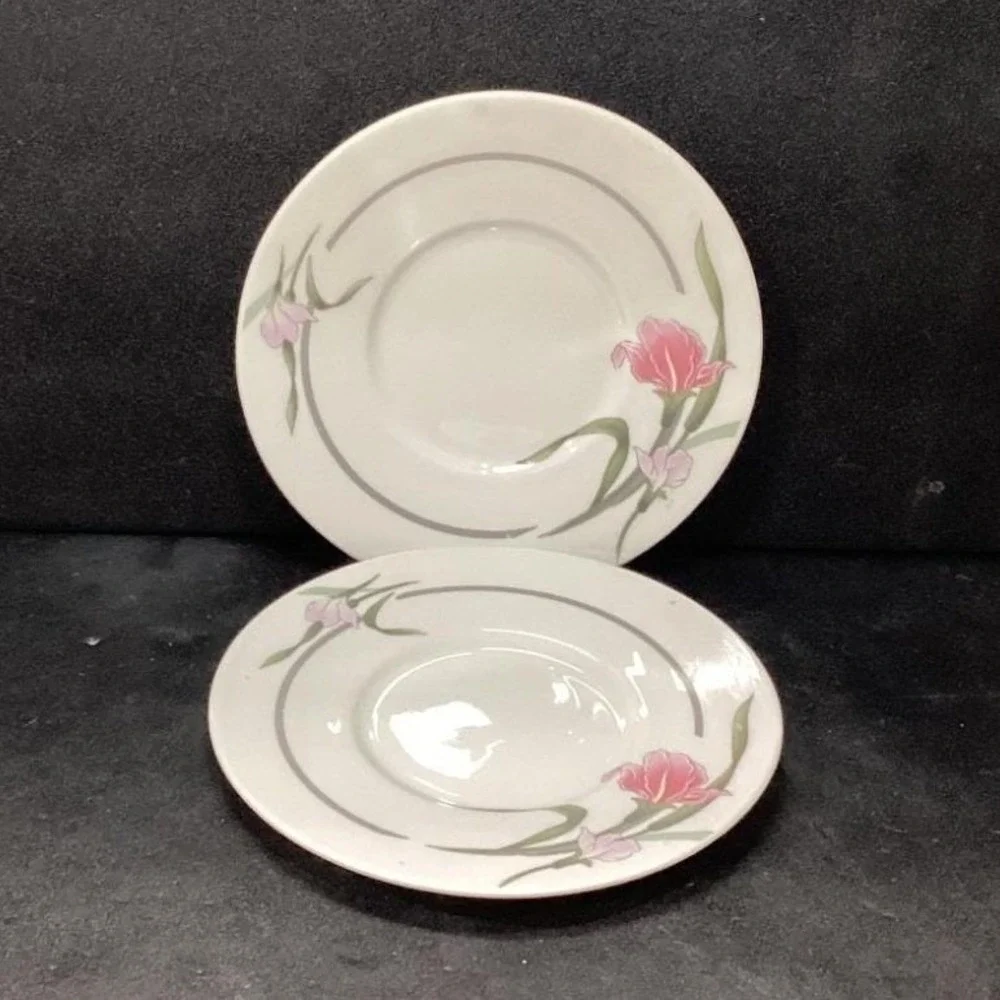 Artland Collection Rhine China Pearl Saucers, Set Of 2 Vintage Floral Dinnerware